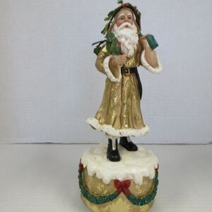 DEPT 56 Old World Santa Gold Music Box Oh Christmas Tree Father‎ Frost St Nick
